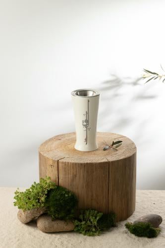 مبخر بورسلين من مجموعة لقاء - أبيض لؤلؤي و فضي