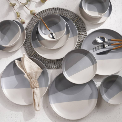 طقم سفرة من الخزف الحجري (12 قطعة)