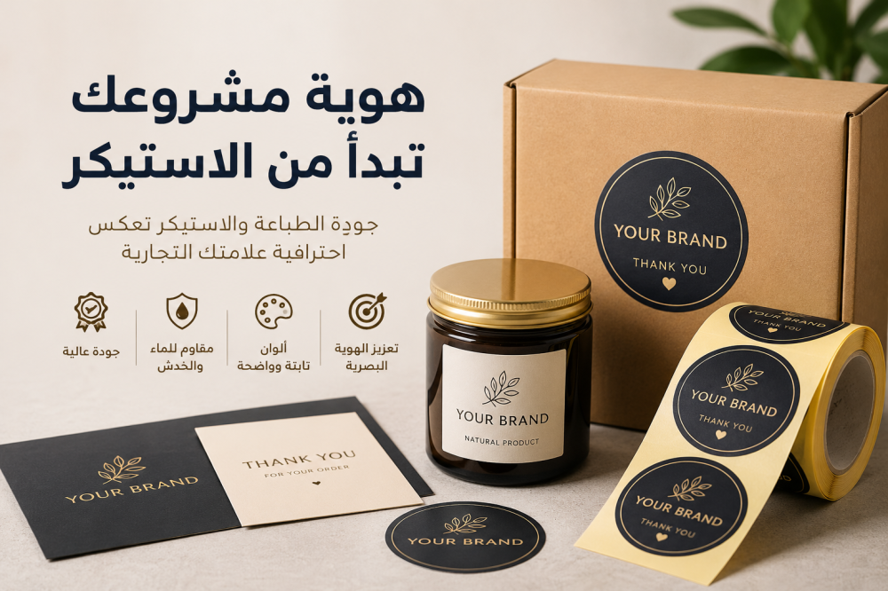 أهمية الاستيكر الاحترافي وجودة الطباعة في بناء الهوية البصرية للمتاجر والمشاريع