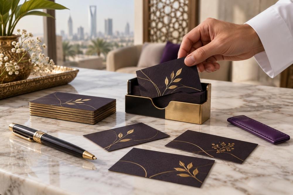 كروت أعمال بزنس كارد مطبوعة بلمسة ذهبية