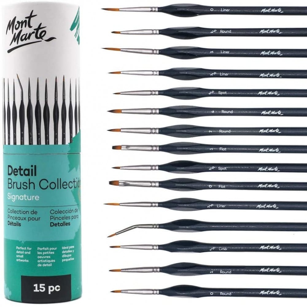 طقم من 15 فرشة للرسم الدقيق مع حقيبة من مونت مارت