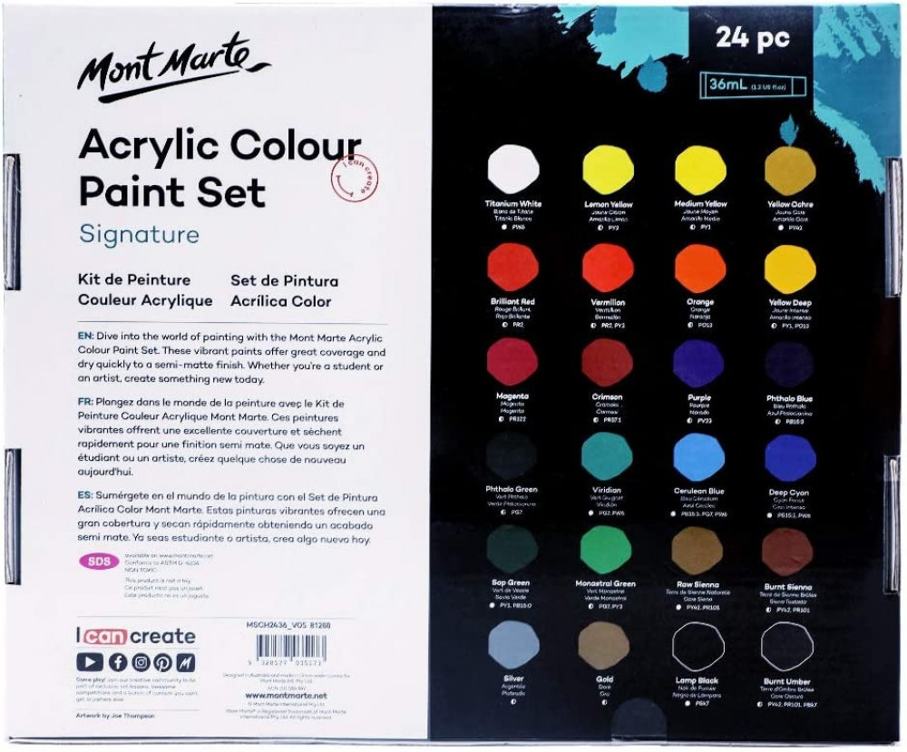 ACRYLIC COLOR 24X36ML Mont Marte