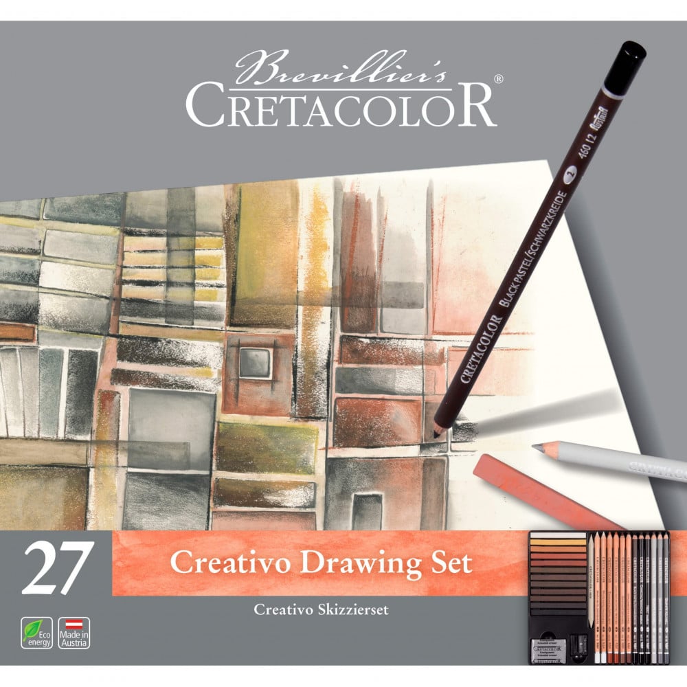 CretaColor - طقم أقلام وطباشير باستيل متنوعة - ٢٧ قطعة