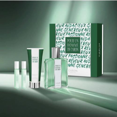 طقم عطر كارون بور ان اوم الاخضر ادو تواليت الرجالي 125 مل + 50 + 5 + 5 مل Pour Un Homme de Caron
