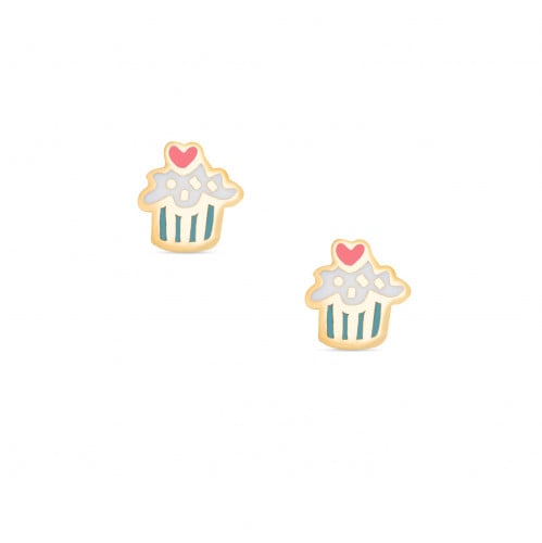 أقراط كب كيك Cup cake الذهبية الطبية