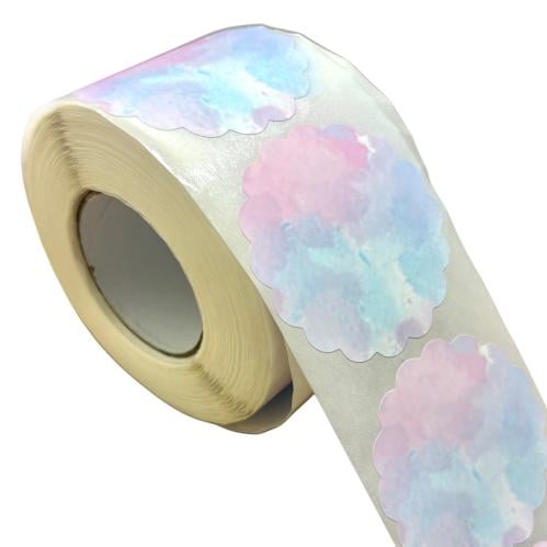 500 ملصق حراري لاصق بالوان مدمجة - مقاس دائري على شكل ورده 50*50مم