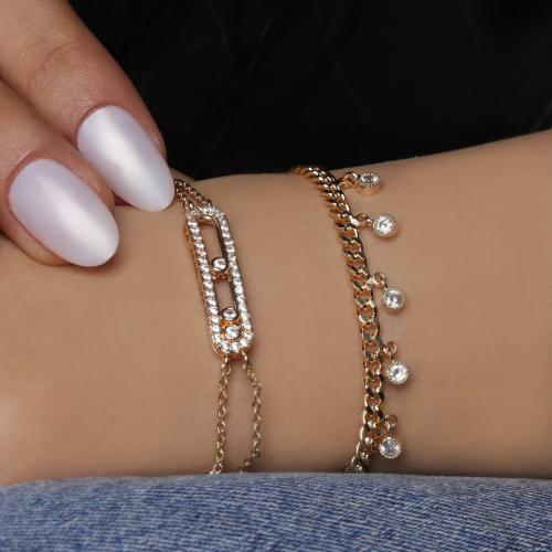أساور ذهبي راقية مزينة بزيركون و الكريستال براقة و...
