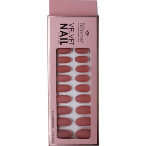 فورايفر اظافر لون وردي بتأثير مخملي 24 قطعة