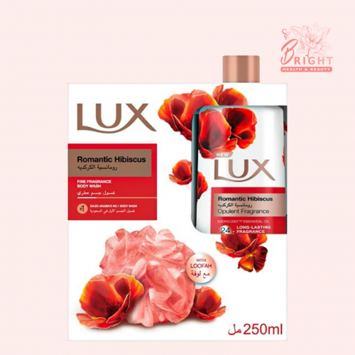 لوكس غسول استحمام رومانسية الكركديه 250 مل + ليفة
