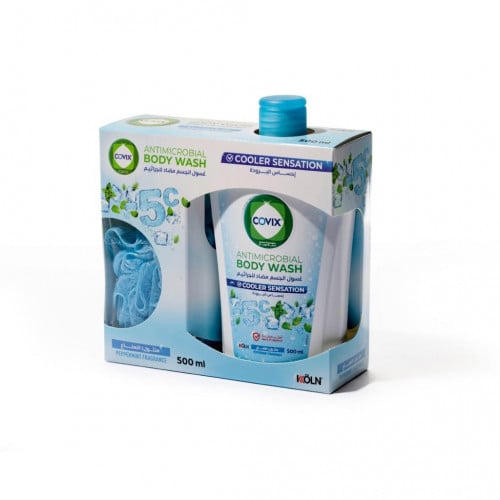 غسول الجسم مضاد للجراثيم بنتعاش النعناع و المنثول مع ليفة من كوفيكس 500 مل