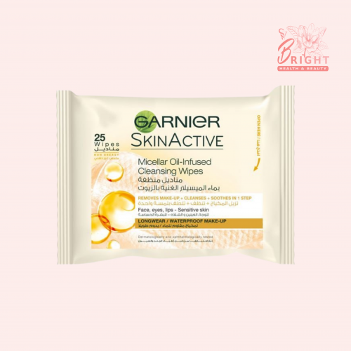 جارنييه مناديل منظفة بماء ميسيلار الغني بالزيوت 25 م