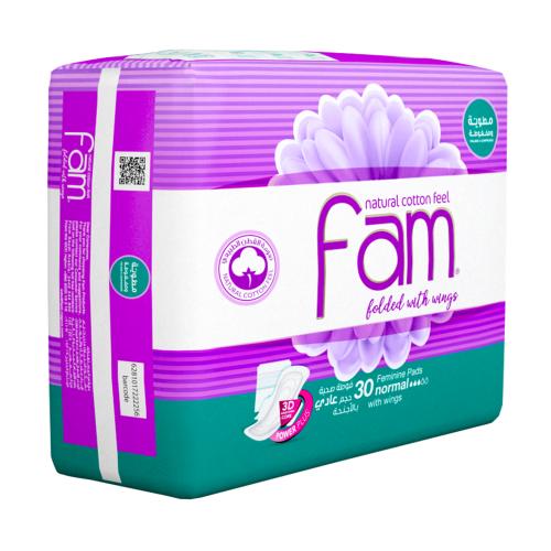 فام فوط صحية حجم عادي بالاجنحة 30 قطعة