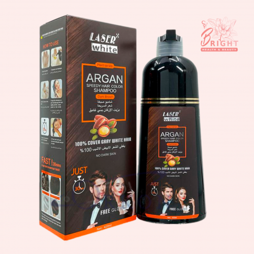 ليزر وايت شامبو صبغة شعر بني طبيعي بزيت الارغان 420 مل
