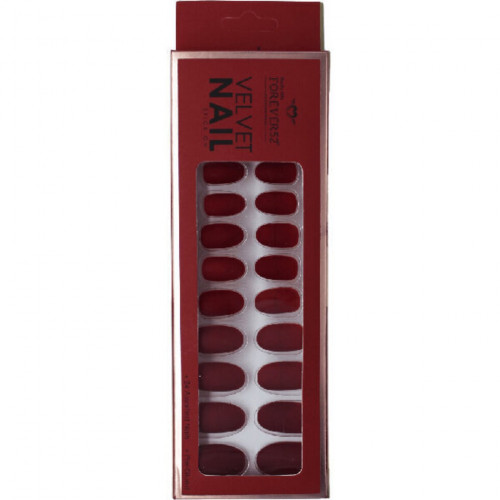 فورايفر اظافر لون احمر بتأثير مخملي 24 قطعة