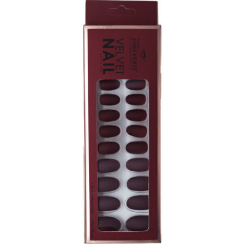 فورايفر اظافر لون احمر غامق بتأثير مخملي 24 قطعة