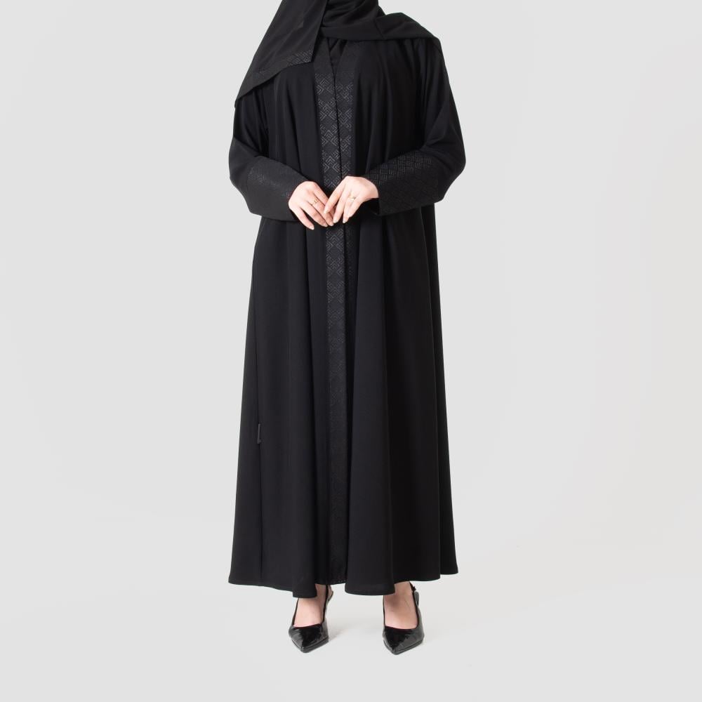 عباية لف كلوش من حرير المروة مع جاكار مقلم