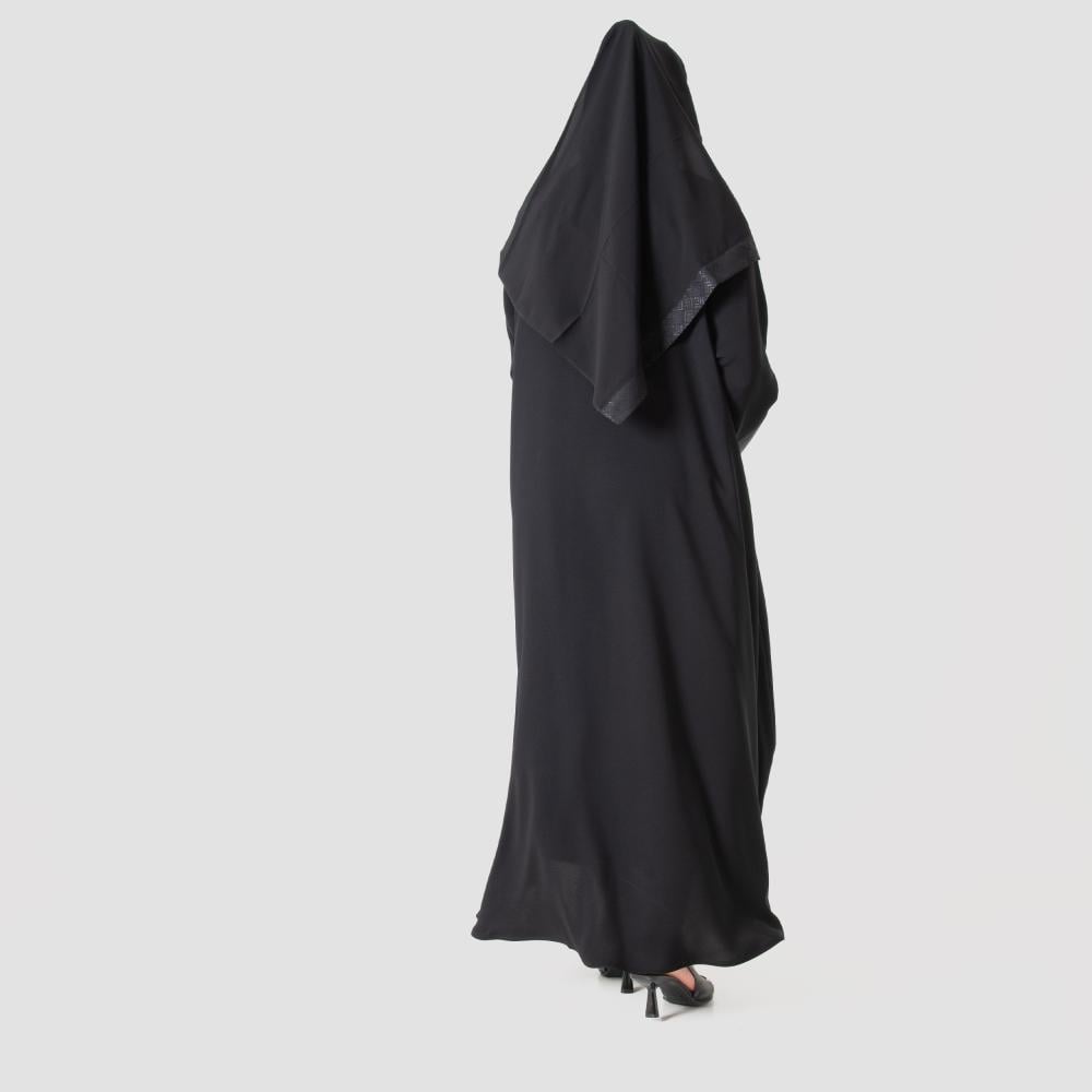 عباية لف كلوش من حرير المروة مع جاكار مقلم