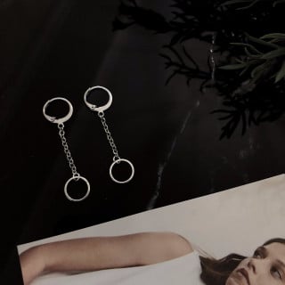 حلق دائري صغير قصير مع دوائر | Silver mini hoop earrings with round style