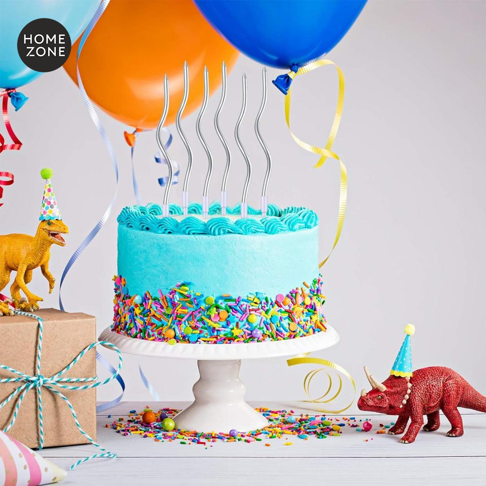 12 قطعة من شموع عيد الميلاد الملتوية حلزونية معدنية وطويلة ورفيعة ملفوفة مع حوامل (فضي)