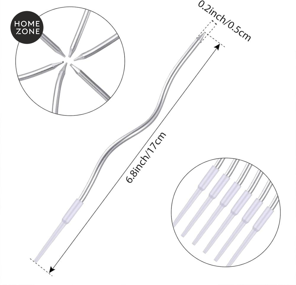 12 قطعة من شموع عيد الميلاد الملتوية حلزونية معدنية وطويلة ورفيعة ملفوفة مع حوامل (فضي)