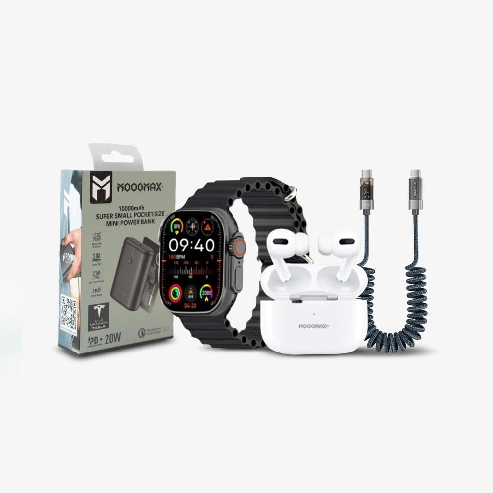 بكج العودة - ساعة وسماعة موج ماكس +كيبل +باوربانك