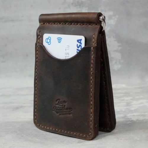 محفظة فاخرة من الجلد الطبيعي الايطالي بني معتق