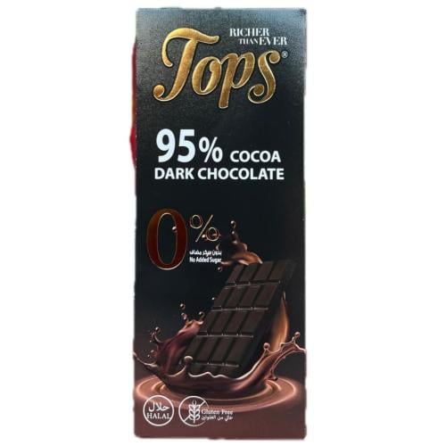 توبس شوكولاتة دارك 95% بدون سكر مضاف 50G