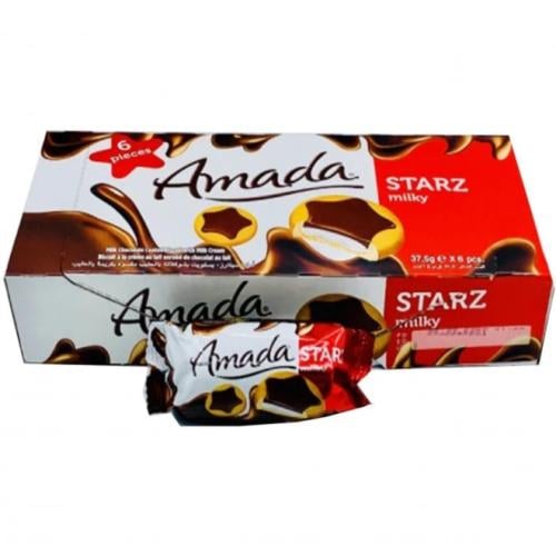 امادا ستار بسكويت بكريمة الحليب مغطى بشوكولاتة  باكيت 6*37.5G
