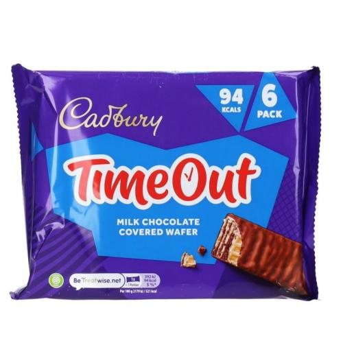 كادبورى تايم اوت ويفر بالحليب مغطى شوكولاتة 6قطعة*18G