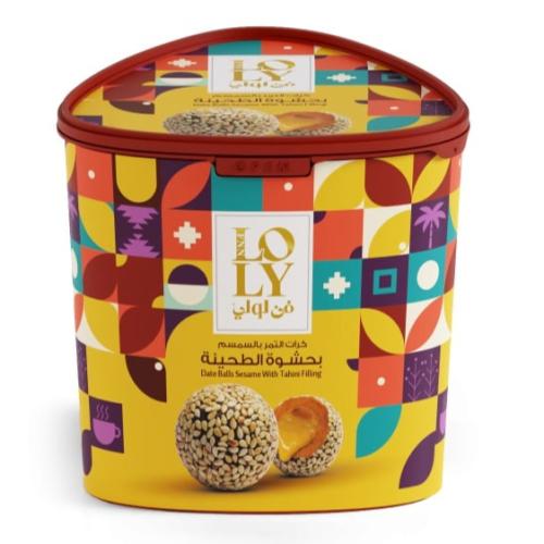 كرات التمر بالسمسم بحشوة الطحينة