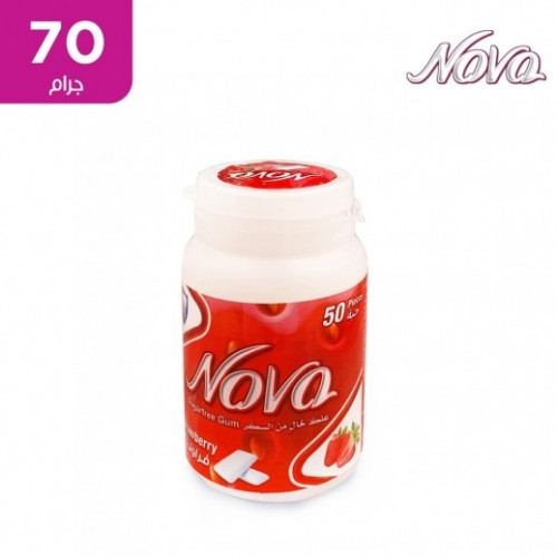 علك نوفا خالي من السكر بالفراولة {50حبة}