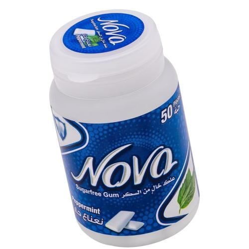 علك نوفا خالي من السكر بالنعناع الحار {50حبة}