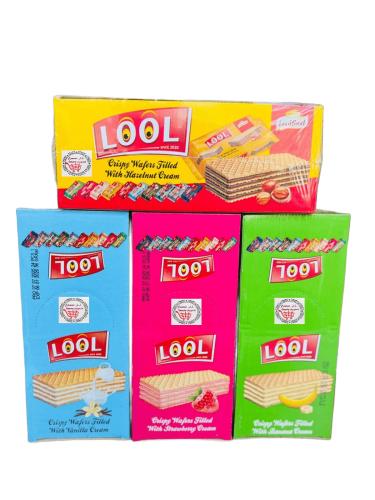 لول بسكويت ويفر متنوع (فانيليا -موز-فراولة-بندق) 24قطعة*36G