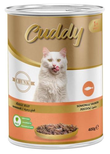 معلبات قطط سلمون قطع مع الجيلي CUDDY 400G