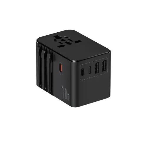 شاحن سفر جداري بايسل U68 ذكي 70 واط | 5 منافذ شحن سريع (Type-C / USB)