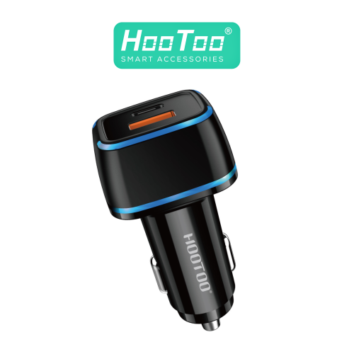 HOOTOO - شاحن سيارة 20W منفذ USB+ منفذ PD اسود م/ MX010 ماركة هوتو