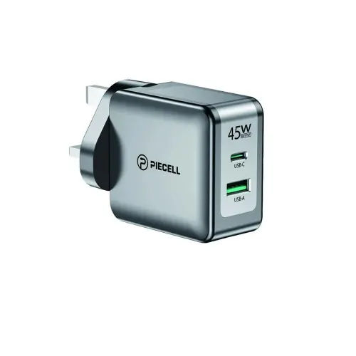 شاحن جداري بايسل U71 ذكي 45 واط | منفذين شحن سريع (Type-C / USB)