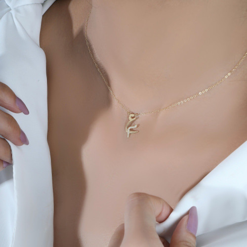 سلسال حرفين مطلي ذهب عيار21