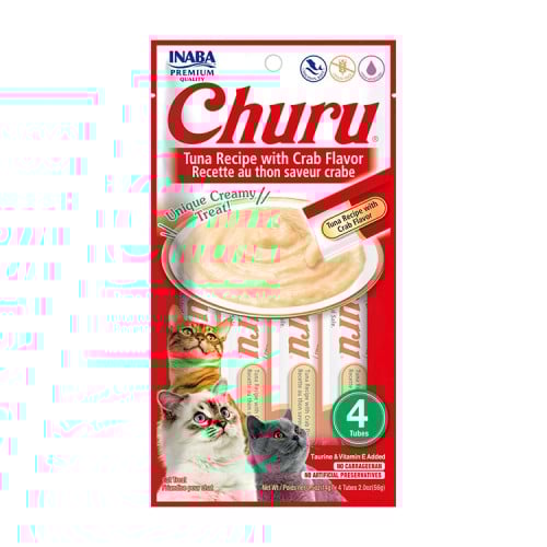 Inaba Churu Cat Treats Tuna with Crab Flavour Puree 14x4g Lana