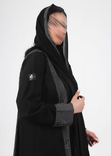 كلوش اسود كريب قماش فرنسي مشجر