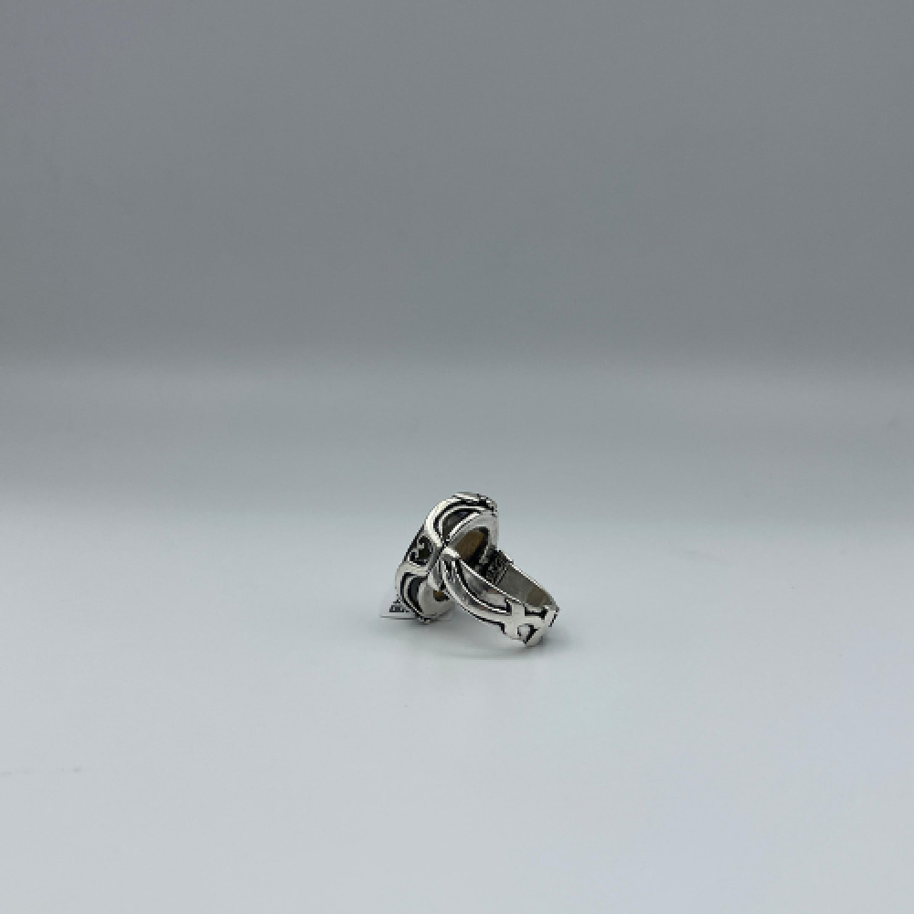 خاتم فضة رجالي متوج بالعقيق اليمني  بكيلي