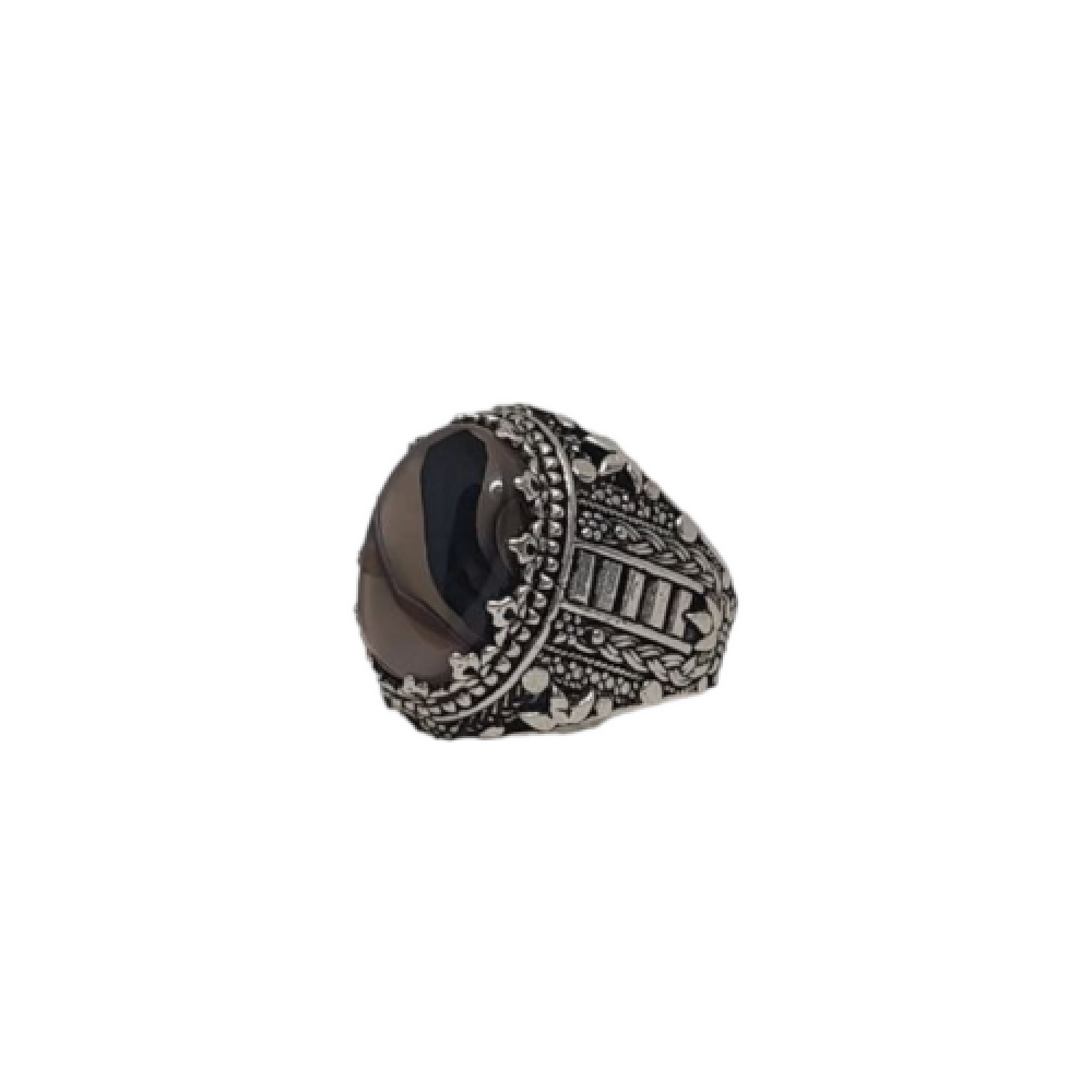 خاتم عقيق يمني فضة استرلينية 925 بتصميم نجراني