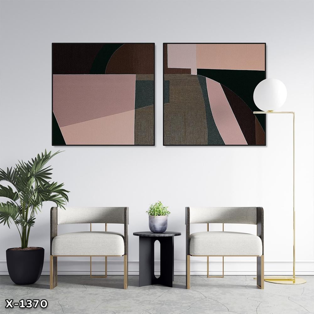 لوحة مربعة قطعتين رسم تجريدي