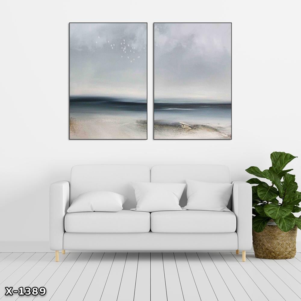 لوحة قطعتين رسم تجريدي