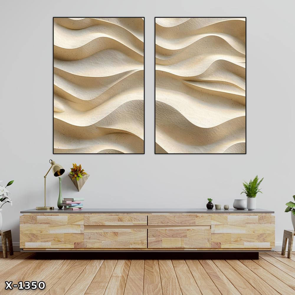 لوحة قطعتين رسم تجريدي