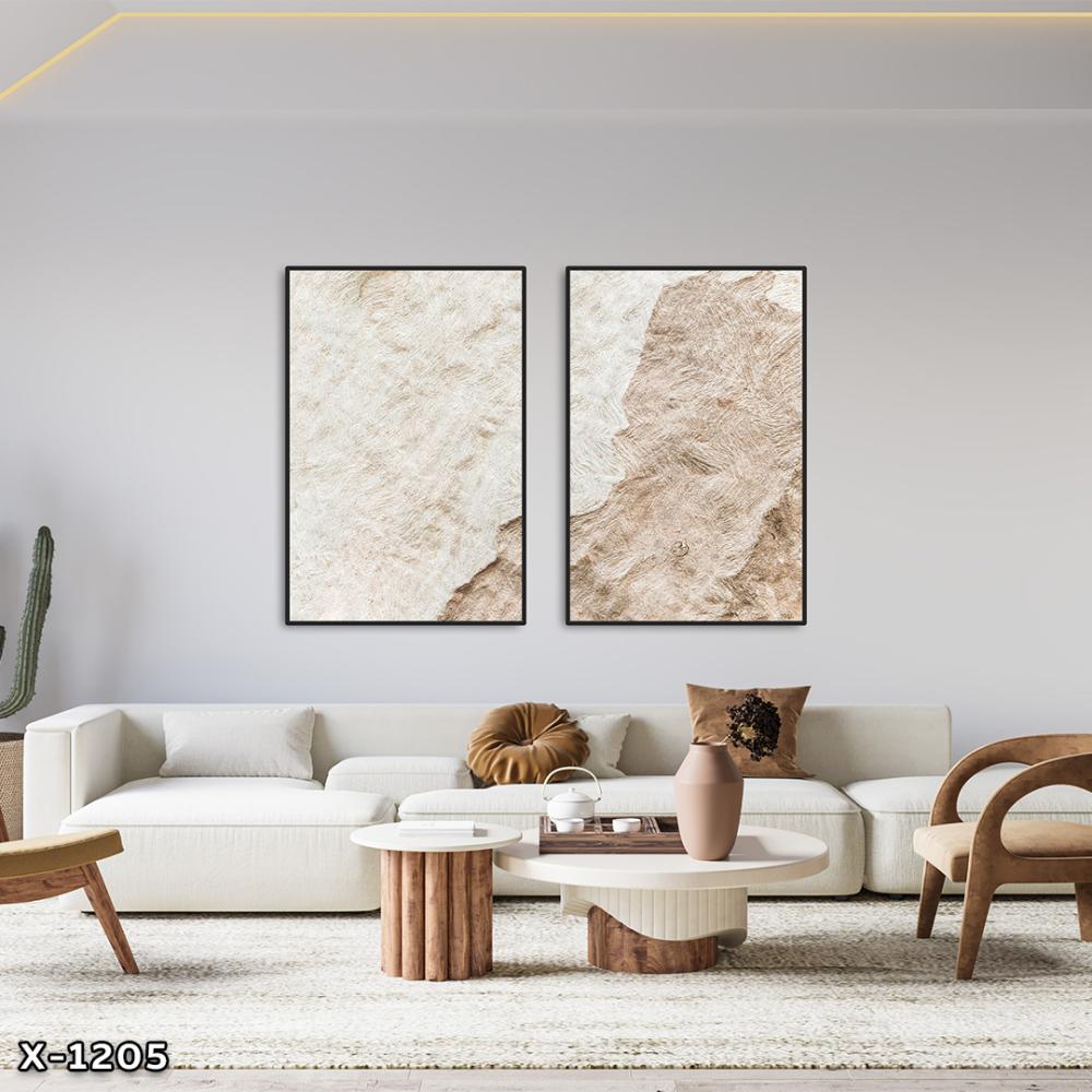 لوحة قطعتين رسم تجريدي