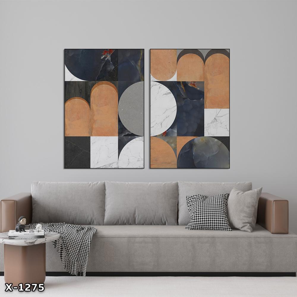 لوحة قطعتين رسم تجريدي