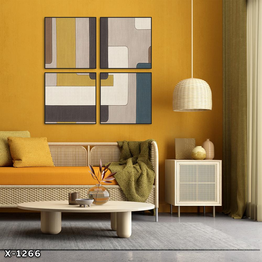 لوحة مربعة 4 قطع رسم تجريدي