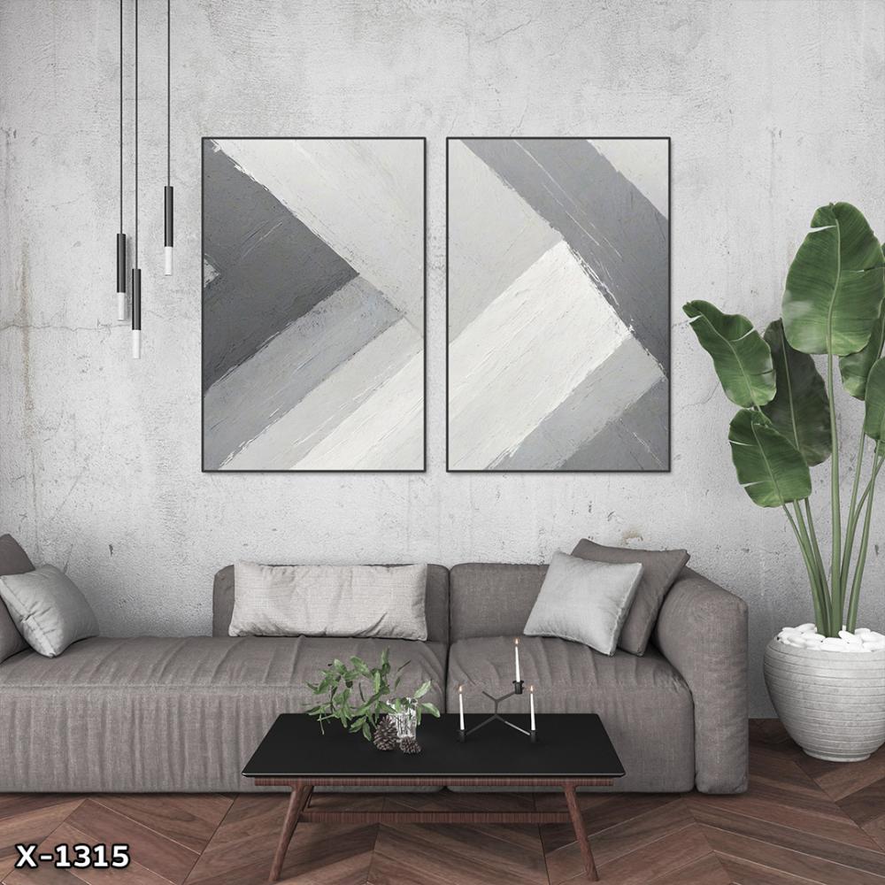 لوحة قطعتين رسم تجريدي