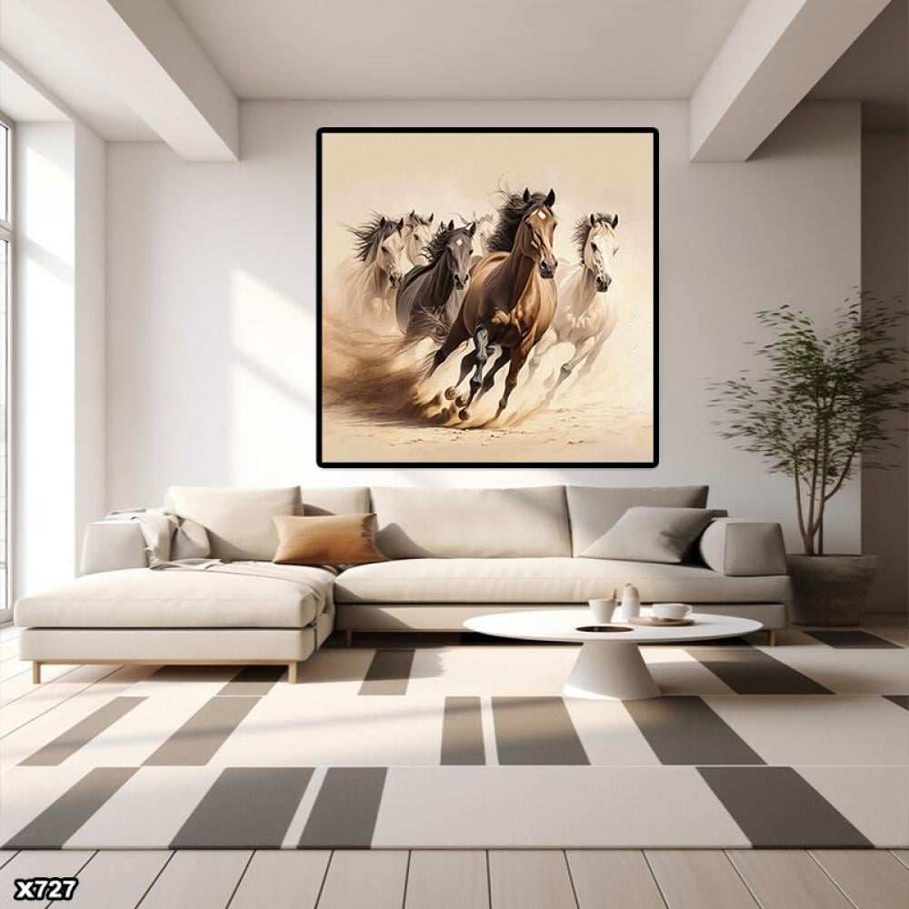 لوحة كانفس خيل مربعة